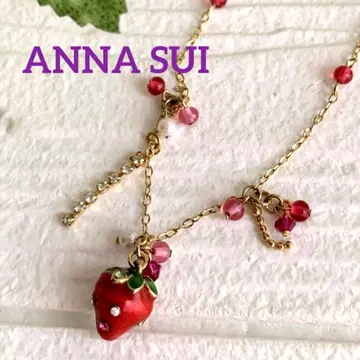 새상품급 [ANNA SUI 안나수이] 딸기 모티브 목걸이 에나멜&스톤