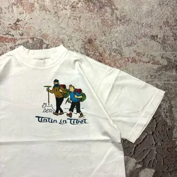틴틴 '틴틴의 티베트 대탐험' 빈티지 반팔 티셔츠