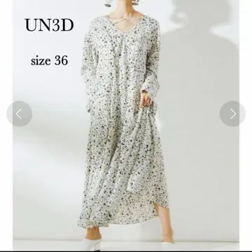 [새상품급] UN3D. 애니멀 무늬 레이스업 원피스 롱 기장 모드 36