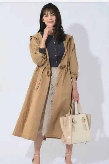 un dix cors 나일론 시어 타프타 롱 후드 코트 롱 기장
