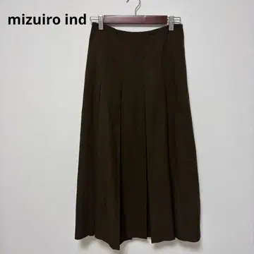 mizuiro ind 플리츠 플레어 스커트 브라운 일본제