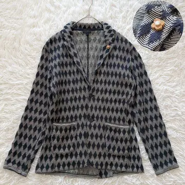 LARDINI 부토니에르 포함 코튼 니트 테일러드 자켓 S 사이즈