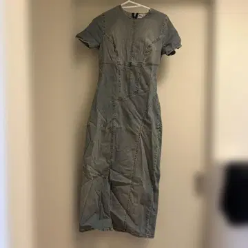 ZARA 자라 데님 원단 반팔 롱 원피스 스레드 포함