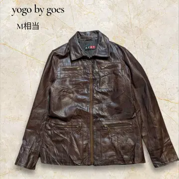 yogo by goes 천연 가죽 가죽 자켓 다크 브라운 4 포켓 M