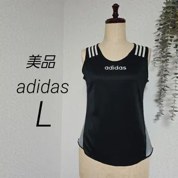 새상품급 adidas 탱크탑 블랙 그레이 L 3선 쓰리스 스트라이프
