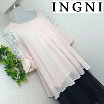 잉그 INGNI 고급 핑크의 넉넉한 레이스 쉬폰 블라우스 ( M )