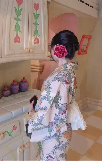 utatane 다이쇼 로망 유카타 헤코비 일본 나막신 세트 연한 색상