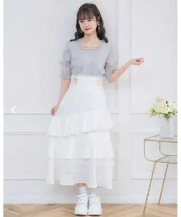 couture by rojita 티어드 맥시 스커트 화이트 F 사이즈