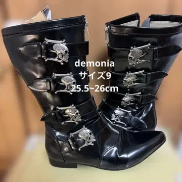 demonia 데모니아 스컬 버클 롱 부츠 블랙 사이즈 9