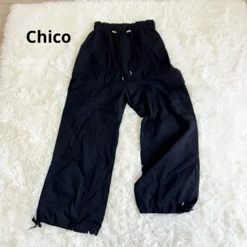 치코 Chico 카고 팬츠 드로스트 밑단 조임 블랙 캐주얼 y2k