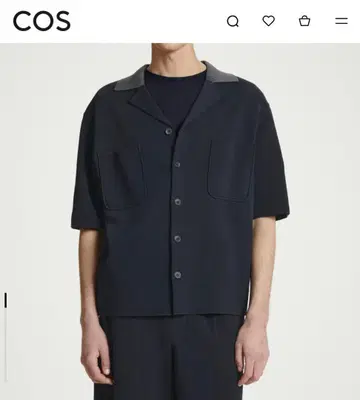 COS 오버 사이즈 더블 페이스 니트 셔츠 네이비