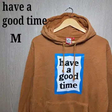 have a good time 후드티 M 브라운 빅 로고