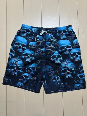 스컬 하프 팬츠 리퀴드 블루 좋아하시는 분께 XL 올 패턴 블루 블랙