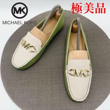 컨디션 최상 MICHAEL KORS 플랫슈즈 라이트 그린 x 화이트