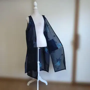 여름 기모노 샤 리메이크 롱베스트 비침 체형 커버 핸드메이드