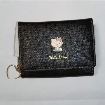 [ 미사용 ] Hello Kitty 3단 폴더형 지갑 블랙 하트 참 익명
