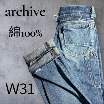 archive 신치 벨트 데님 팬츠 W31 상당 면 100%