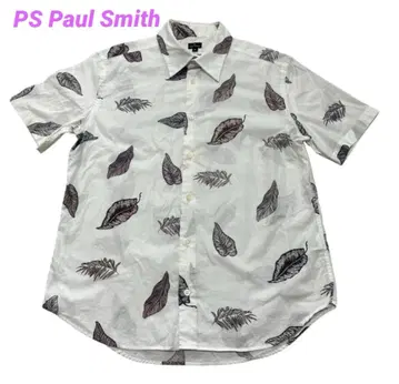PS Paul Smith 폴스미스 반팔 셔츠 리프 무늬 L 면 100%