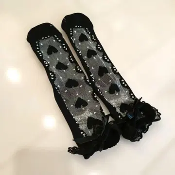 엔젤릭 프리티 하트 시스루 레이스 삭스 블랙
