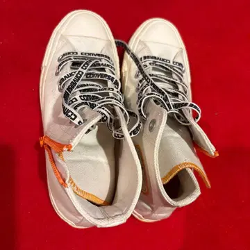 CONVERSE 하이컷 스니커즈 화이트 오렌지 지퍼