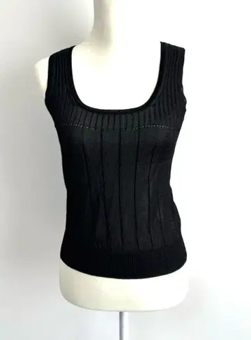 MOSCHINOJEANS 모스키노 리브 니트 탱크탑 시어 Y2K