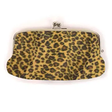 가마구치 모자 장지갑 레오파드 무늬 애니멀 퍼 지갑
