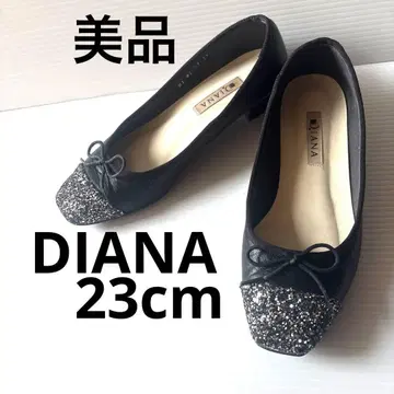 새상품급 DIANA 로우힐 펌프스 23cm 글리터 포인티드 블랙