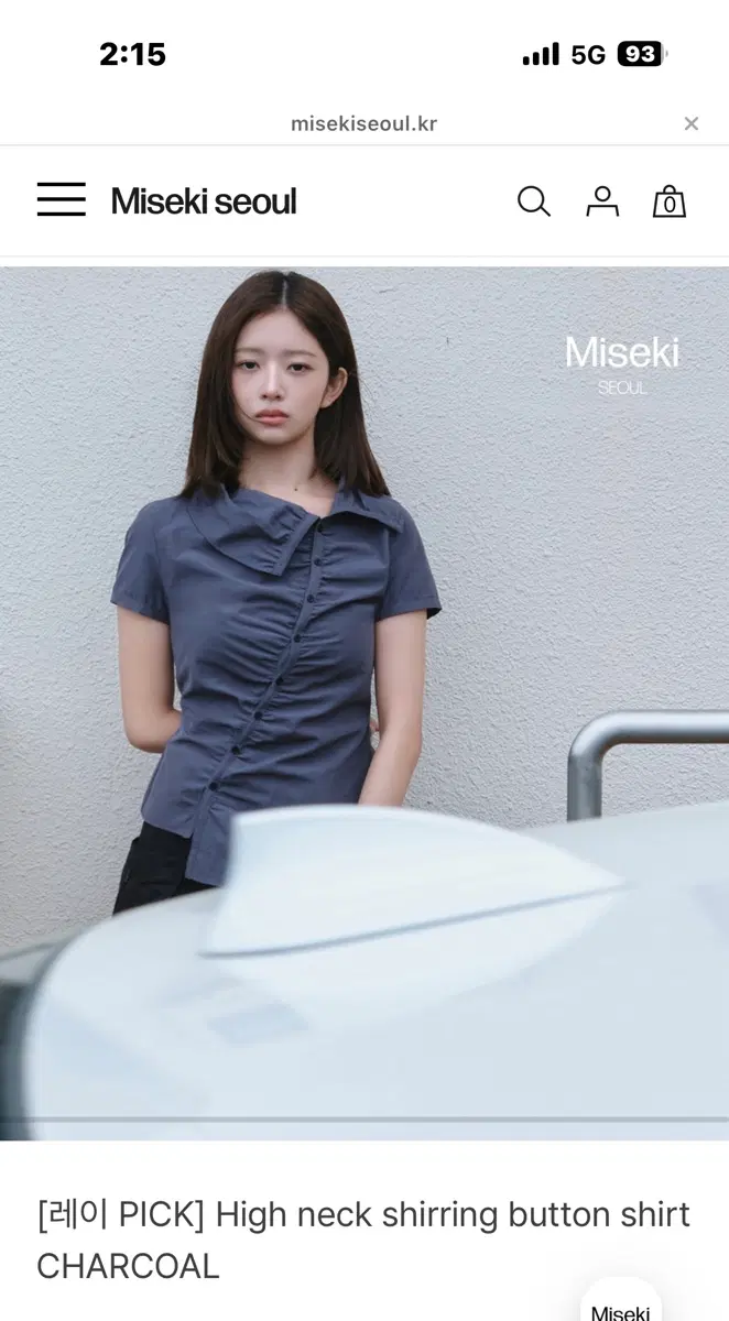 MISEKI SEOUL shirring button shirt BLACK 미세키서울 High neck 