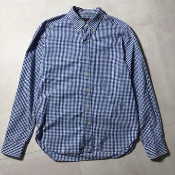 [일본제] BEAMS PLUS 깅엄 체크 버튼 다운 셔츠 S 파랑