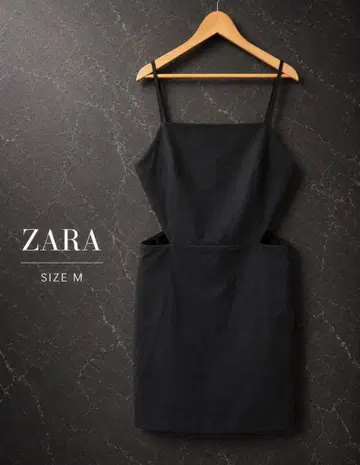 ZARA 컷 아웃 원피스 M 블랙 코튼 린넨 자라 새상품