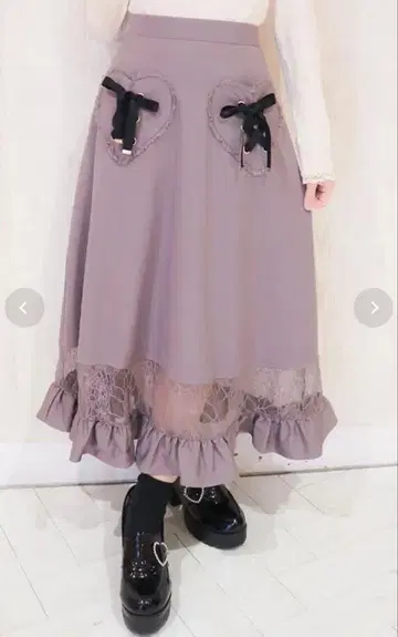 ROJITA 하트 포켓 레이스 절개 스커트
