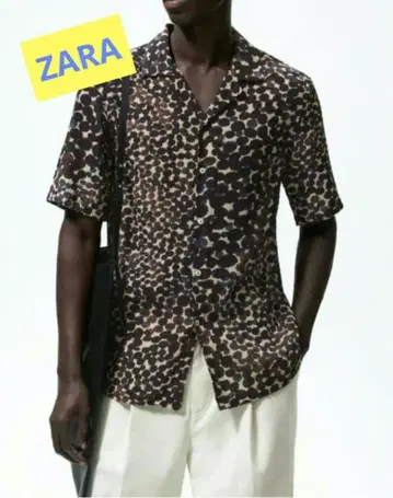 ZARA 남성용 도트 무늬 셔츠 사이즈 L