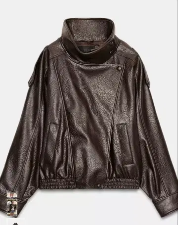 ZARA 페이크 레더 자켓 브라운