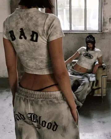 BADBLOOD 한국 Y2K 그런지 셋업 그레이
