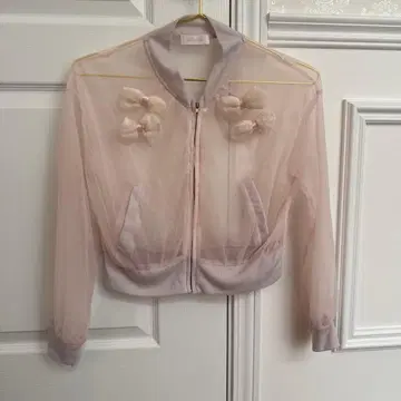 LIZ LISA 핑크 레이스 시어 볼레로