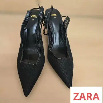 새상품 ZARA 블랙 메쉬 끈 펌프스