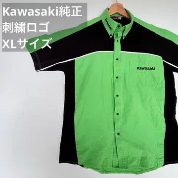 정품 Kawasaki 가와사키 메카닉 셔츠 피트 셔츠 자수 로고 XL