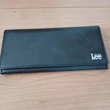 Lee 장지갑 블랙 가죽 로고 자수