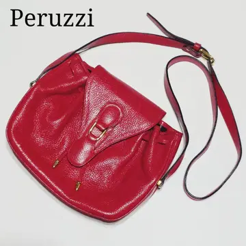 Peruzzi 페루치 천연 가죽 가죽 숄더백 빨간색 이탈리아제