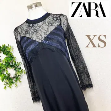 ZARA 자라 블랙 시어 레이스 절개 원피스 미니 드레스 XS