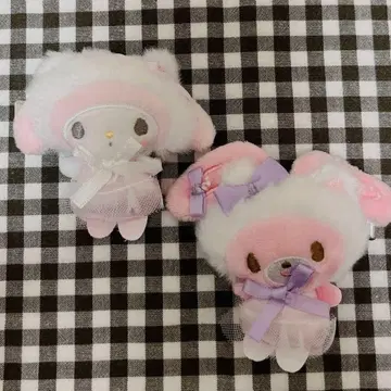 산리오 화이트 고양이 발레리나 앞머리 클립 마이멜로디 봉봉 리본