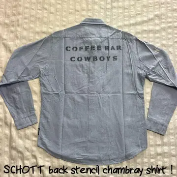 새상품급! Schott 백 스텐실 샴브레이 셔츠