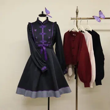Amavel Butterfly Embroidery 차이나 원피스