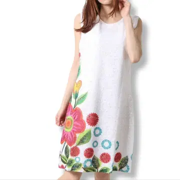 [ 새상품 ] Desigual 데시구알 슬리브리스 원피스 꽃무늬 36