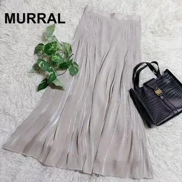 MURRAL 미우라루 시어 플리츠 스커트 롱 그레이지