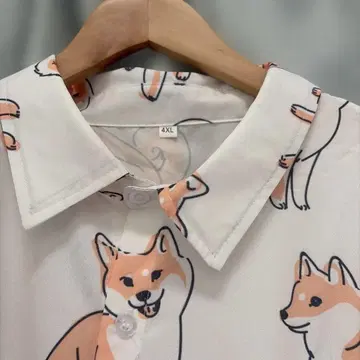 빅 사이즈 시바견 프린트 4XL 셔츠