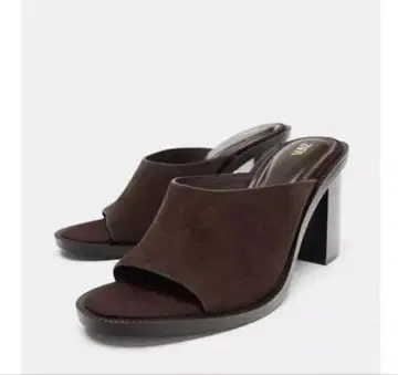 ZARA 스웨이드 느낌 뮬 샌들 다크 브라운 40