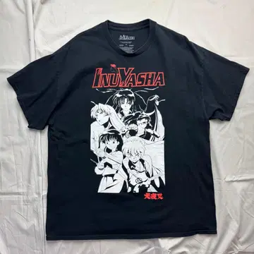 INUYASHA 이누야샤 애니메이션 캐릭터 프린트 T셔츠 XL 블랙