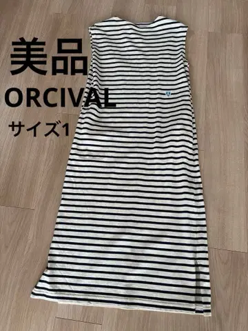 새상품급 ORCIVAL 오르치발 네이비 보더 슬리브리스 원피스