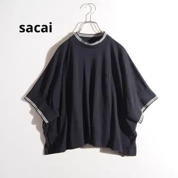sacai 사카이 라인 피케 셔츠 1 반팔 블랙